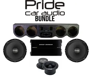 Pride Car Audio Bundle – 38" Universal Sound Bar Pod + (2) Solo 300 6.5" 300W Midrange Speakers + AT-32 Tweeters + Machete Fight MFA-4.320 4-Channel Amp