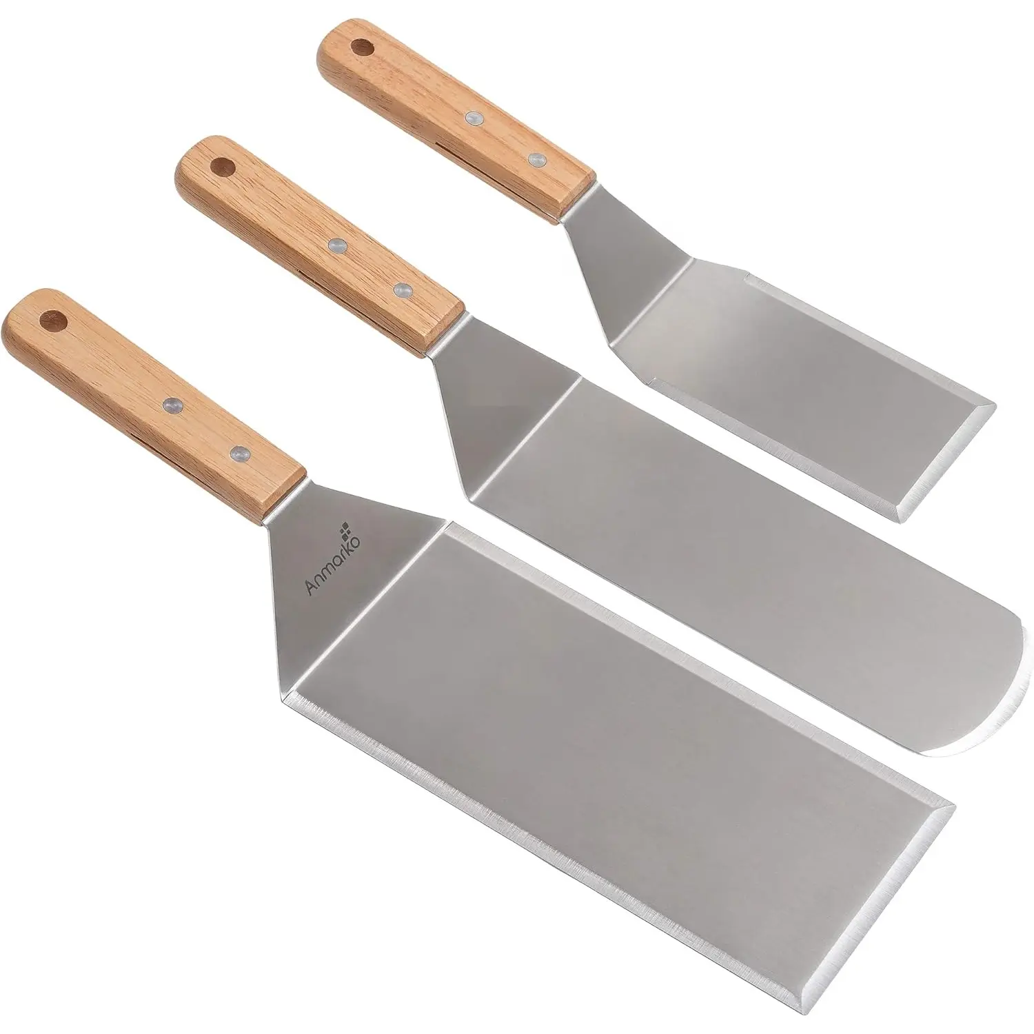 Metal Spatula Set Stainless Steel Hamburger Turner Griddle Flipper Scraper for BBQ Grill Flat Top