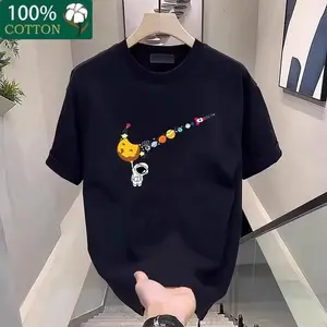 Men's fashion cotton graphic T-shirt featuring space planet elements, breathable and comfortable, machine washable, unisex design, perfect for summer casual wear. shirts men good  teesCAI KJ