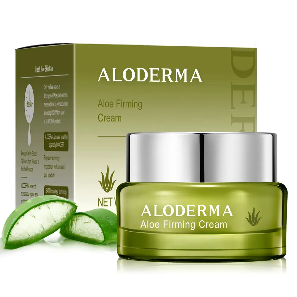 ALODERMA Aloe Firming Face Moisturizer - Organic Aloe Vera-Sourced, Vegan, Oil-Free, 1.7oz Cream with Vitamin E, Jojoba, African Birch Bark, Carnosine for Adults' Dry, Combination, Dull Skin Repair, Hydrating, Even Out Skin Tone & Texture
