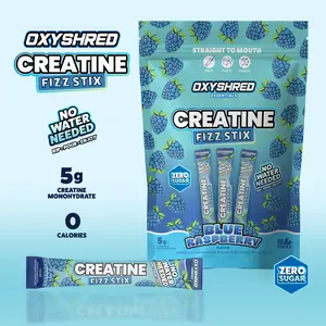 EHPlabs OxyShred Creatine Fizz Stix | 5g Creatine Monohydrate Per Stick | No Water, No Shaker, No Mixing | Zero Sugar Rip & Pour Sticks | Supports Strength, Power & Performance | Creatine Sherbet | 15 Sticks