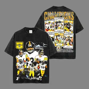 Game Day Outfit Steelers Champions Acid Washed Lightweight 100% Cotton T-Shirt, The Steelers Shirt, Sunday Football Shirt, Game Day Shirt