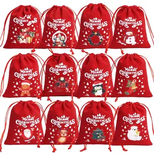 Christmas Drawstring Gift Bags 4x5in Santa Sack, Holiday Bags for Family Traditions, Personalized Gifts bag, Party Gift Packs