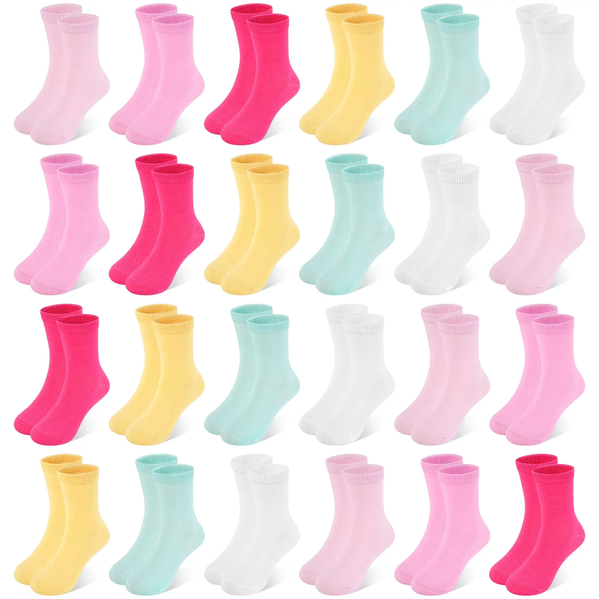 TPHON Toddler Socks, 24 Pairs Kids Socks for Boys Girls 1-14 Years Kids Crew Socks Multipack Athletic White Black Grey