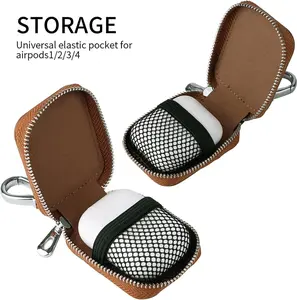 PU Leather Zipper Portable Earphone Pouch with Keychain, EJB Black 1 Piece Headphone Storage Box Fit for AirPods 4/1/2/3/Pro 2, Can Hold Wireless Earbuds, Wired Headphones & USB Cable