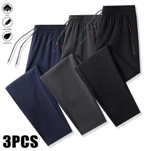 Men's jogging pants set of 3 pieces, with zipped pockets, lightweight material, suitable for exercise and sports activities, drawstring waistband, suitable for spring, summer and autumn seasons,summervibes Skinny Sportswear Spandex For Gym