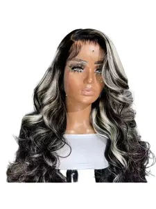 Brazilian Virgin Human Hair Wig 1B/27 Black to Blonde Ombre 13x4 HD Lace Front Glueless HD Wigs - 180% Density Body Wave Brown/Blonde Balayage Wig with Pre-Plucked Baby Hair, Adjustable  for Women & Men, Glueless Daily Wear