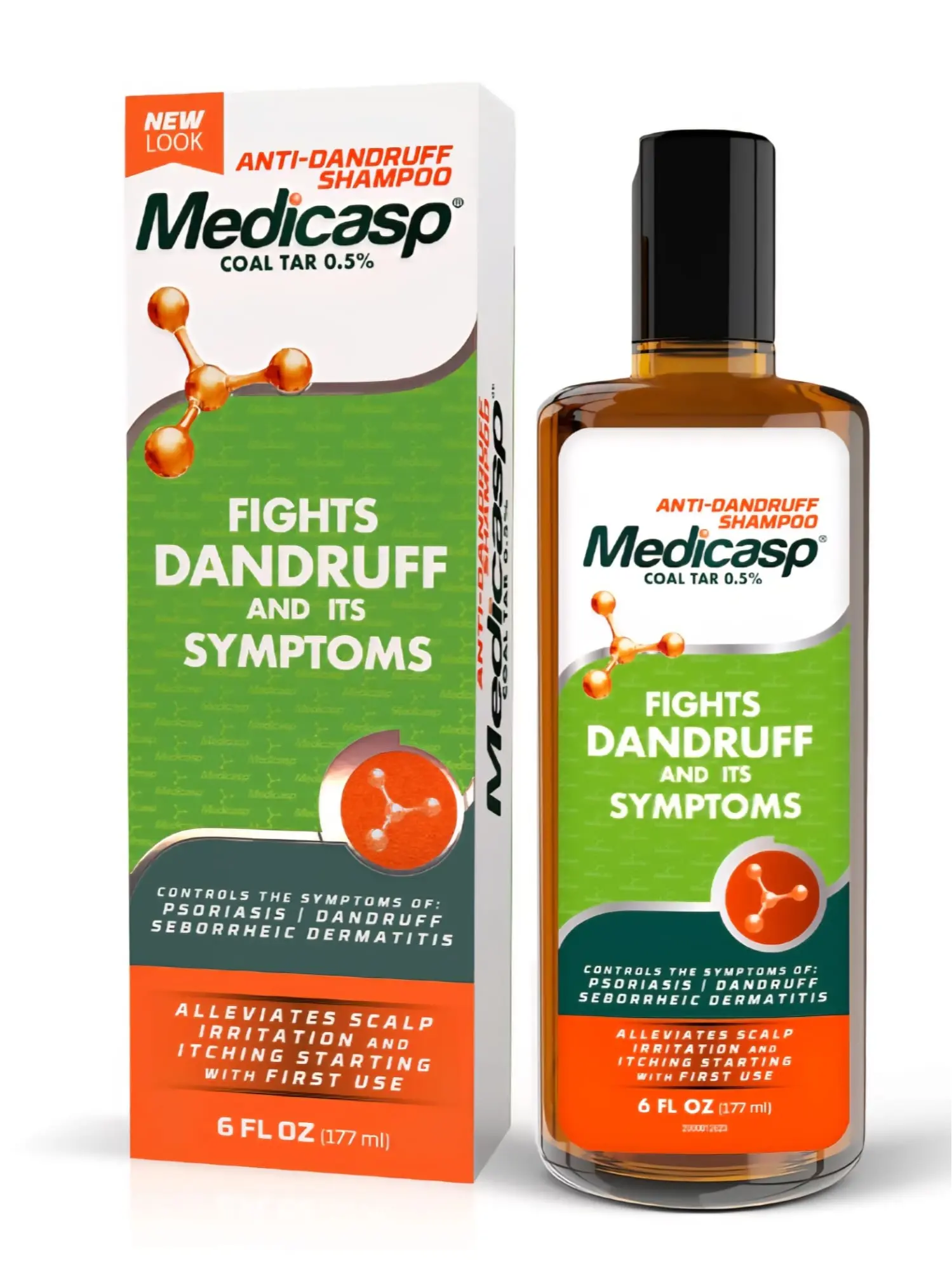 Medicasp 0.5% Coal Tar Gel Antidandruff Shampoo, 1 Pack 6oz Fragrance-Free Fast-Acting Formula for Seborrheic Dermatitis & Psoriasis, Gentle Haircare Conditioner Alternative