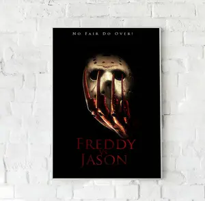 Nightmare on Elm Street 1984 Horror Movie Poster, Freddy Krueger and Jason Voorhees, Friday the 13th Movie Slasher Vintage Wall Art Unframed