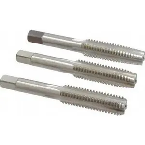Cleveland Right Hand 3-Piece Thread Cutting Tool Set, 1/2-13 UNC High-Speed Steel Twist Drill Tap, 4-Flute, Bottoming Plug & Taper, Bright Finish, 3.375" OAL, C54731