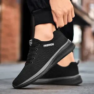 Men’s All Black Knit Sneakers |   Breathable Lightweight Casual Shoes for Daily Wear, Walking & Comfortable Fashion Trainers