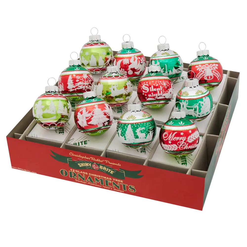 HOLIDAY SPLENDOR Christmas Finds 12-Count 1.75" Signature Flocked Round Festive Decorations