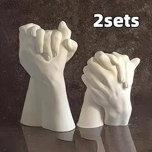 2 Sets of Couple's Hand Casting Kit | Complete Sculpting & Casting Powder Set, Perfect for Anniversaries, Mother's Day, Fun Date Nights, Gifts for Women & Men, Valentine's Day, Christmas - No Electricity Required