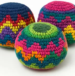Random 1/3/6PCS Hand-Made Knitted Hacky Sack, Assorted Foot Bag Crochet Hacky Sacks for Adults, Juggling Balls for Beginners, (Sports & Outdoor Lawn Games Ready-to-Use)