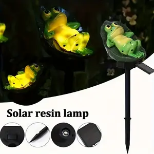 Solar outdoor frog resin lamp, IP44 waterproof LED light, garden ground-insert lawn lamp, garden and courtyard animal landscape decoration spring black friday