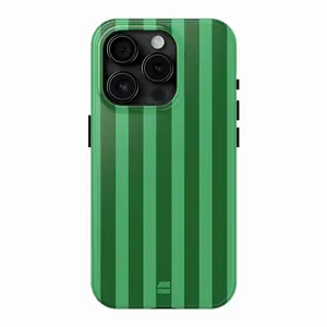 Dark and Light Green Vertical Stripes 2‑in‑1 Phone Case — Compatible with Samsung S26/S25/S24/S23/S22/S21, iPhone 17/16/15/14/13/12/11 phone cases. Drop‑Resistant, Non‑Slip, and Fade‑Resistant. The Perfect Gift for Nature and Minimalist Style Lovers.