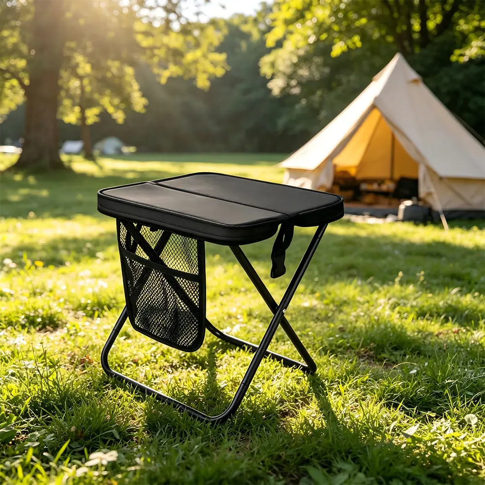 Heavy Duty Folding Chair Stools for Adults - 2-in-1 Outdoor Seating Foldable Waterproof Stools with Solid Oxford Fabric, Steel Frame Supports 300lbs, Portable Chair & Sling Bag for Hiking, Fishing, Adjustable Strap, Concerts
