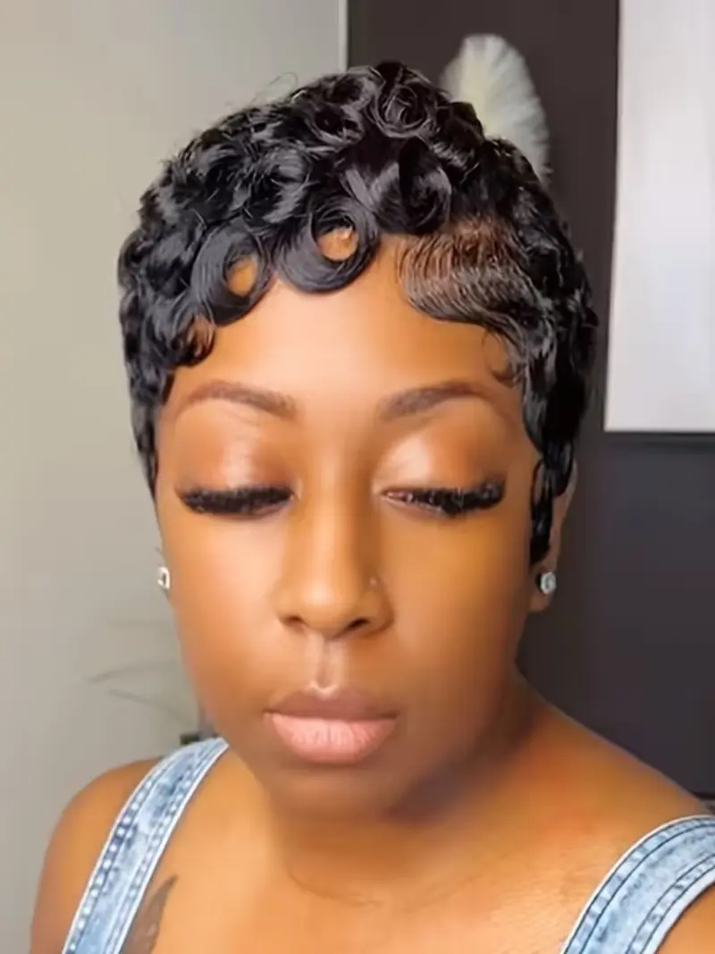 Heat Resistant Synthetic Wig Short Fluffy Curly Hair Medical Base Amazon.com : SEVENCOLORS Short Curly Wigs for Black Women  main image 4