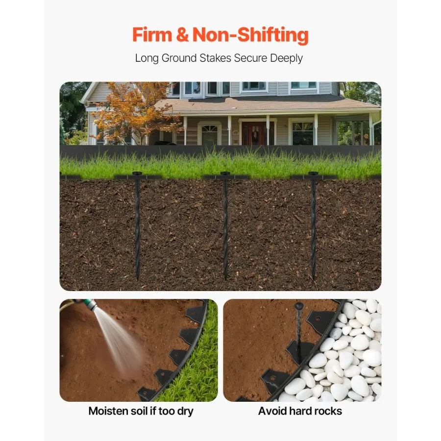 【DealsForYouDays】 VEVOR Landscape Edging Border, 10Pcs 6 ftx 1.6 in Plastic Garden Edging with 60 Spikes, Sun-Resistant Flowerbed Borders, DIY Layout, No Dig Garden Edger Border Divider for Lawn Edgings for Yarddealsforyoudays