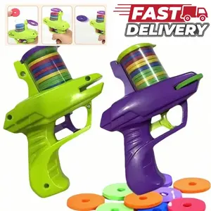 Soft Foam Disc Shooter for Kids - 2pcs Shooters with 100pcs Launcher Discs Flying Saucer Toy for Boys Interactive Outdoor Toy for Backyard Park Family Gatherings US