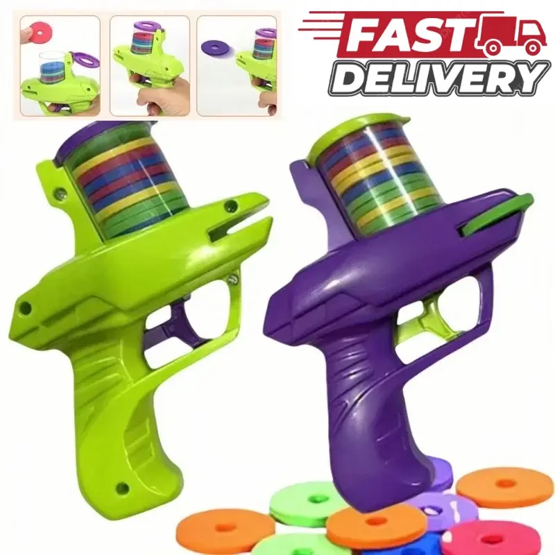 Soft Foam Disc Shooter for Kids - 2pcs Shooters with 100pcs Launcher Discs Flying Saucer Toy for Boys Interactive Outdoor Toy for Backyard Park Family Gatherings US