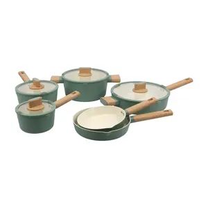 Mainstays Simplicity 10 Pcs Aluminum Nonstick Ceramic Cookware Set Green Sage