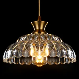 Glass Pendant Lights Kitchen Island, 11.8" Vintage Lighting Glass Light Fixtures Brushed Gold Modern Glass Chandelier Hanging Ceiling for Dining Living Room Restaurant Bedroom Foyer Entryway