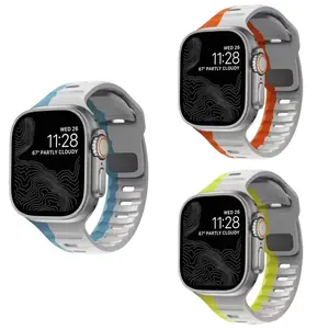 【Live Exclusive】 Waterproof Silicone Bands for Apple Watch 49mm 46mm 45mm 44mm 42mm 41mm 40mm 38mm Series 10 9 8 7 6 5 4 SE1 2 3 4 5 6 7 8 9 10 Ultra Ultra2 SE1/2 Classic Black & Vibrant Orange Sport Straps Adjustable Wearable