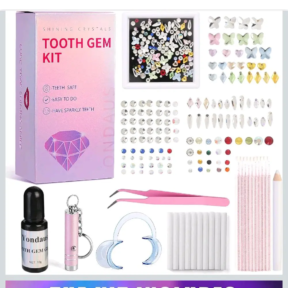 Oral Tooth Gem Kit, DIY Crystal Jewelry Kit with 130 PCS 7-Shaped Professional Gems, Safe & Easy to Start