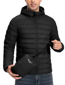 Men's lightweight foldable down jacket with hood and insulated down winter jacket, suitable for running and travelingvYO8