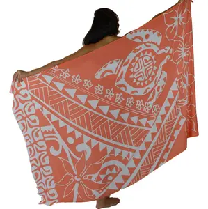 Island Style - Hawaiian Turtle Full Sized Sarong - Orange