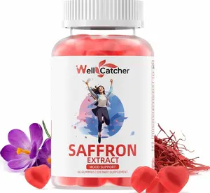 Saffron Gummies for Kids Adults: Happy Saffron Extract Supplements 100mg Support Mood Focus Calm & Sleep for Men Women with Sugar Free Organic Ashwagandha Vitamins Strawberry Flavor 60 Days Supply