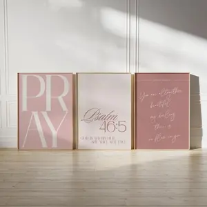 set of 3 bedroom art neutral christian decor, jesus word wall art minimalist religious decor, scripture bible verse wall art girl room decor