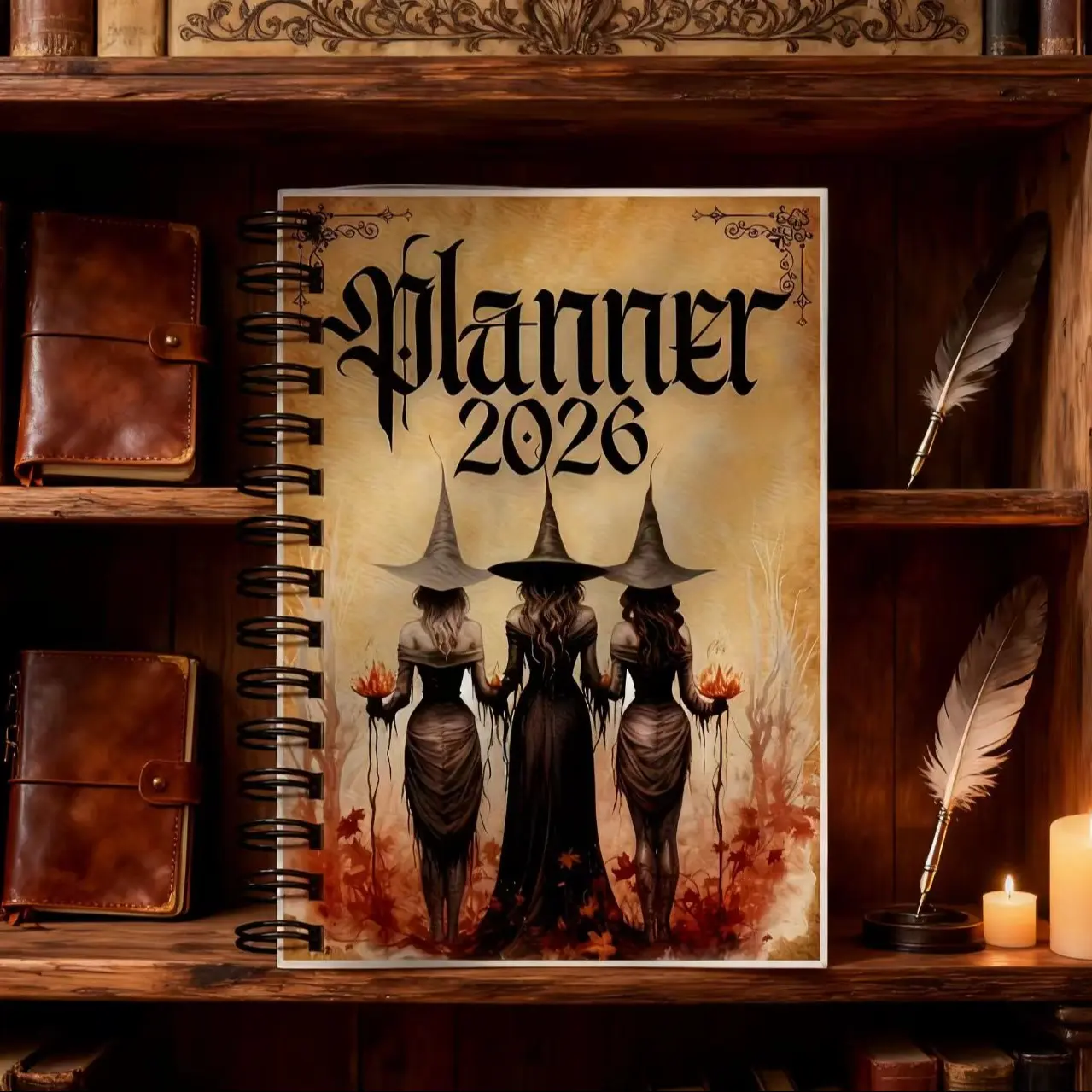 2026 Witch Book, Gothic Magic Diary for Rituals, Dream Tracking, Gratitude, Emotions & Reflection, Durable A5 Notebook, Spiral Coil Notebook Journal