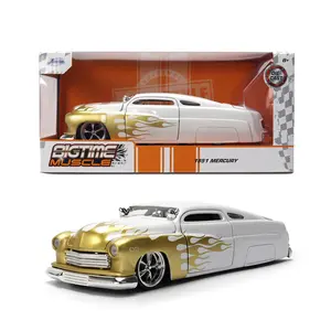 Jada 1:24 1951 Mercury – White with Gold Flames Diecast Model Car