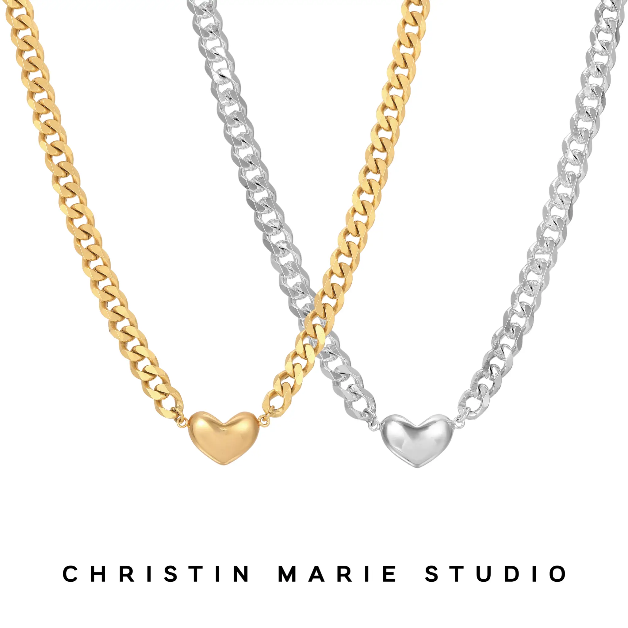 Havana Heart (Puff Heart Cuban) Necklace