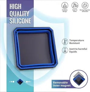 Collapsible Magnetic Parts Tray Blue Insulated Silicone Double-sided thickened rare earth magnetic base Magnetic foldable tray Suitable for screws, nuts, bolts and small tools. Toolbox Storage Kit tool box