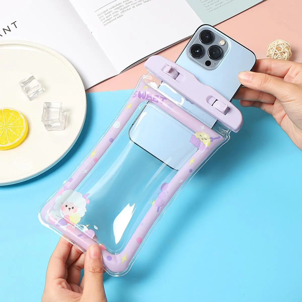 Cute Cartoon Pattern Phone Waterproof Bag, 1 Count Floating Phone Case, Waterproof Phone Holder for Outdoor Swimming, Swimming Accessories, Phone Accessory, Smartphone, Cellphone Cover