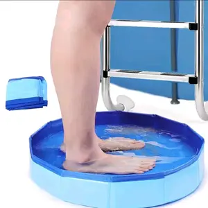 Portable folding foot bath for swimming pool maintenance, PVC composite foot wash bin 30x10