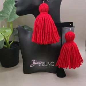 Handmade Yarn Tassel Earrings in Various Vibrant Colors