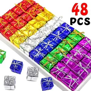 48/12/6Pcs Christmas Foam Gifts Boxes Xmas Tree Square Foam Candy Gifts Boxes Hanging Home Party Decor Supplies Ornament Pendant