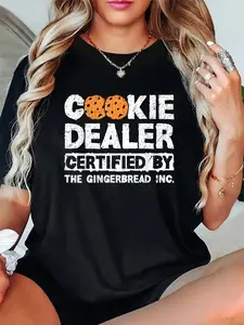 100% Cotton Unisex Funny Gingerbread Bakery Christmas Cookie Dealer T-Shirt - Women's Men's Graphic Tee Causal Tops