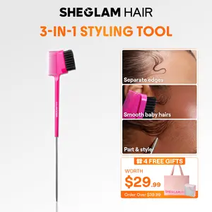 SHEGLAM HAIR Locked in Edge Bestie 3-In-1 Styling Tool,Hair Edge Brush With Tail Comb,Styling Brush,Smooth Baby Hairs,Part & Style,Multi-Use Styling Brush,Double Sided Control Hair Comb ,Lasting Hold For All-Day Wear