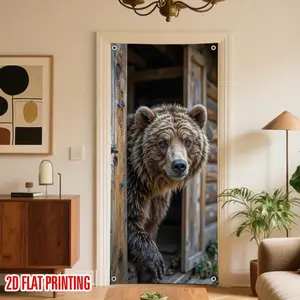 1PC Summervibes 2D Flat Polyester Forest Animal Banner - Party Decoration Supplies, Birthday Backdrop, Home Living Room Bedroom Door Curtain Tapestry, Festive Prop