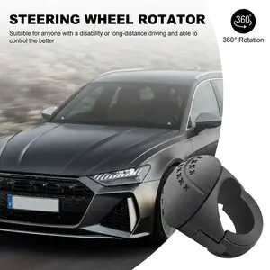 Steering wheel spinner knob, black with 360° soft surface, premium silicone non-slip material, 2-pack power steering assist, suitable for replacement on cars, tractors, trucks, boats, lawn mowers, and other automotive accessories