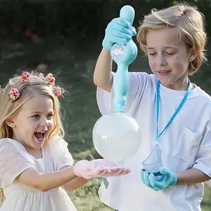 Elastic Fog Bubble Machine for Kids, Rechargeable Smoke Bubble Wand with Colorful Elastic Bubbles & Mist Effect, Interactive Lights & Music Indoor and Outdoor Kids Toy, Birthday Gift for Boys & Girls, Parent-Child Interactive, outdoor fun, summervibes