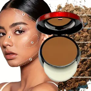 Contour and Concealer Powder - Available in 6 Colors, Long-Lasting Flawless Setting Powder, Lightweight Face Makeup Compact, Comes with Puff, Waterproof and Sweatproof, Covers Pores, Long-Lasting Pigmentation, Suitable for All Skin Types