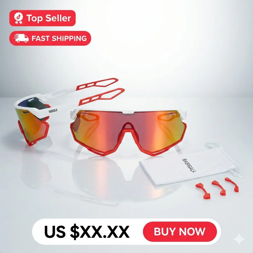 Rabigala Polarized Sports Sunglasses for Men & Women Cycling Bike Glasses Baseball Running Fishing with Clear Vision & Glare Reduction UV400 Protection Fast & Ergonomic Impact Resistant