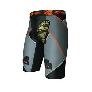 Shock Doctor X-FIT Cross Compression Hockey Short with AirCore™ Hard Cup for Summer - Camo Design & Four Way Stretch Brief Breathable Athletic Bottoms