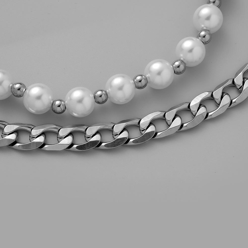 Stylish Stainless Steel Pearl Necklace